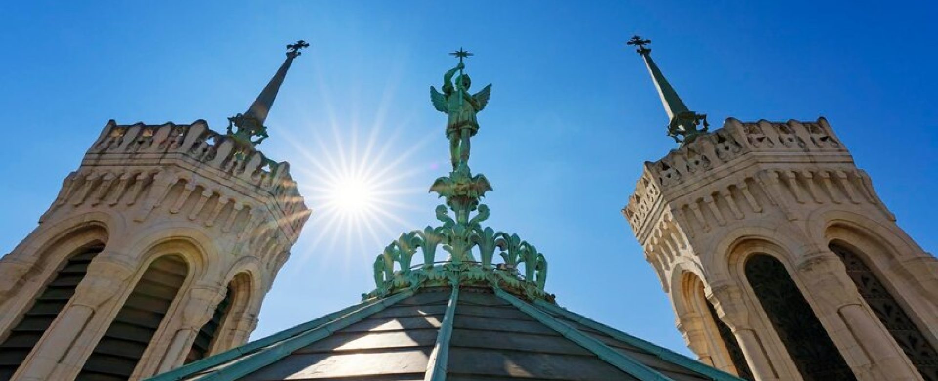 view-saintmichel-statue-top-notredamedefourviere-basilica-lyon_268835-3775